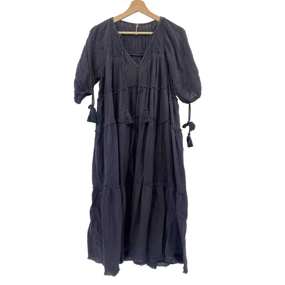 free people black celestial skies midi dress